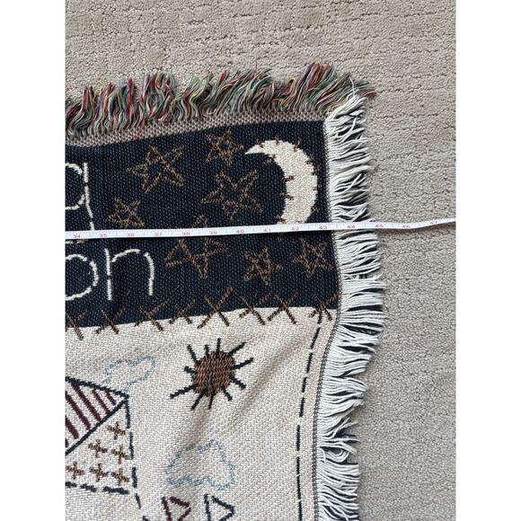 Vintage Christian Blanket Woven Tapestry Ecclesiasties Cottagecore Prairie Cozy - Picture 9 of 10